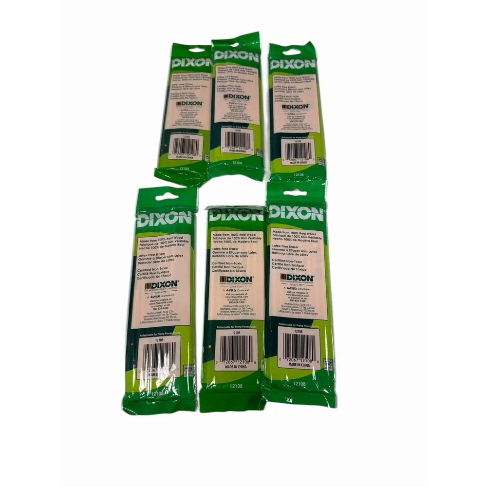 6 packs DIXON #2 pencils 8 count packs real wood‎ latex free eraser 48 total